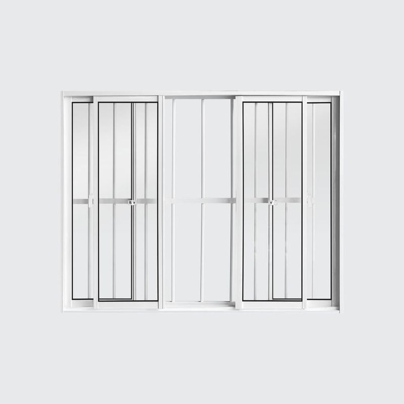 Janela-de-Correr-4-Folhas-com-Grade-Aluminio-Branco-100x120cm
