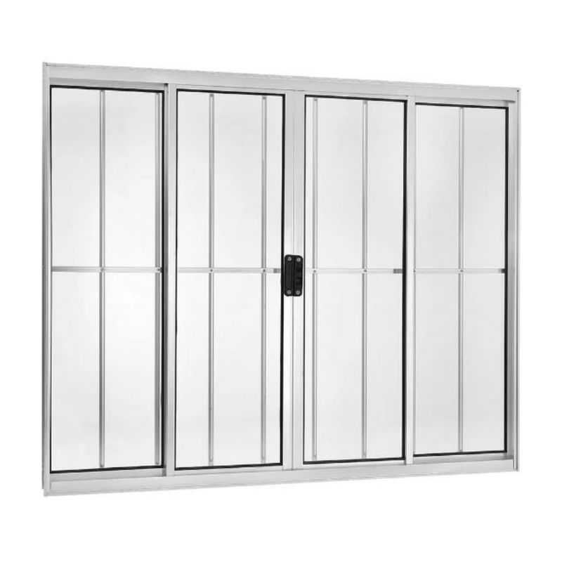 Janela-de-Correr-4-Folhas-com-Grade-Aluminio-Brilhante-100x120cm