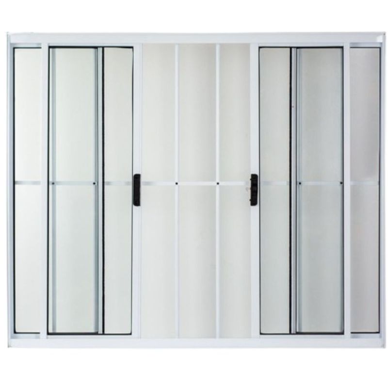 Janela-de-Correr-4-Folhas-com-Grade-Aluminio-Branco-100x120cm