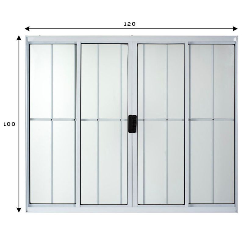 Janela-de-Correr-4-Folhas-com-Grade-Aluminio-Branco-100x120cm