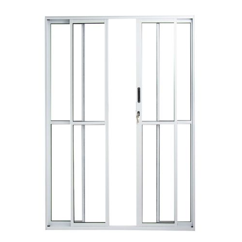Porta de Correr 4 Folhas Vidro Liso Alumínio Branco 210x150cm