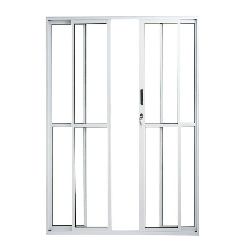 Porta-de-Correr-4-Folhas-Vidro-Liso-Aluminio-Branco-210x150cm