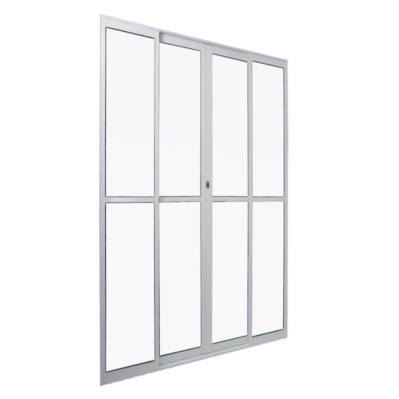 Porta-de-Correr-4-Folhas-Vidro-Liso-Aluminio-Branco-210x150cm
