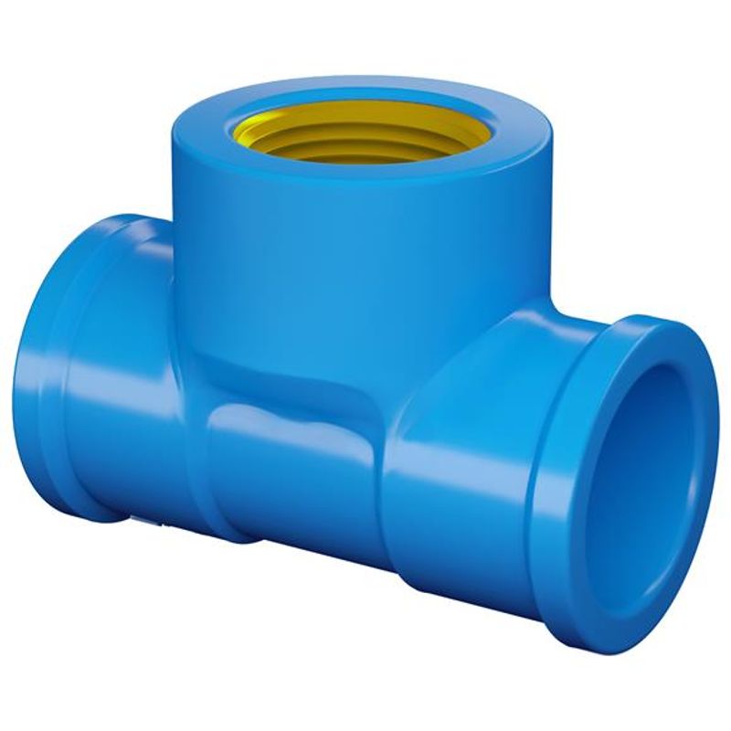 Te-Soldavel-com-Bucha-de-Latao-Azul-PVC-25mm-x-1-2--Fortlev