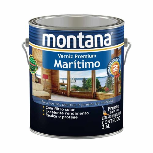 Verniz Premium Sintético Acetinado Marítimo Natural 3,6L Montana
