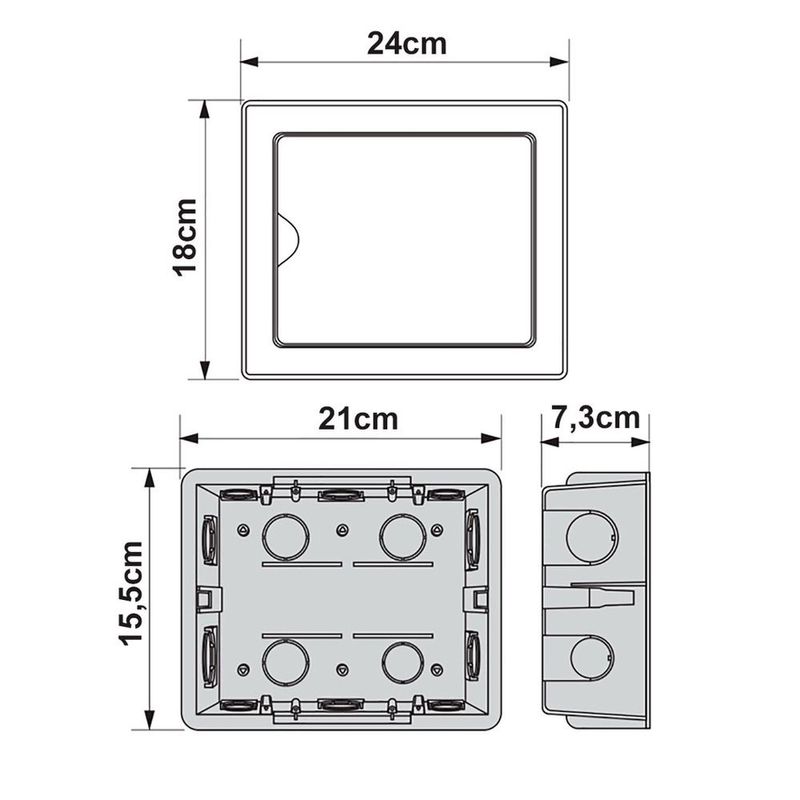 Quadro-PS-Disjuntor-Embutir-sem-Barramento-para-8-Disjuntores-Branco