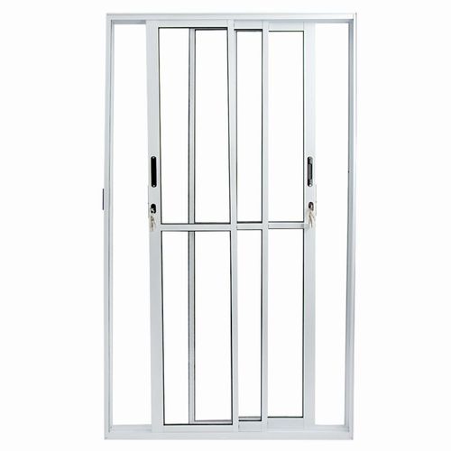 Porta de Correr 3 Folhas Vidro Liso Alumínio Branco 210x120cm