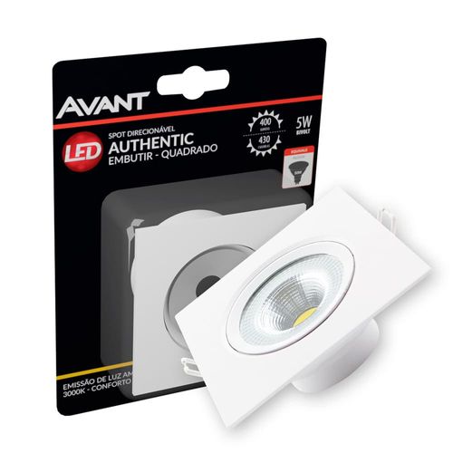Spot de LED Supimpa Embutir Quadrado Branco 5W 450 Lúmens Luz Amarela