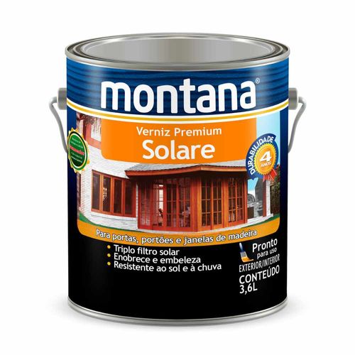 Verniz Premium Sintético Acetinado Solare Imbuia 3,6L Montana