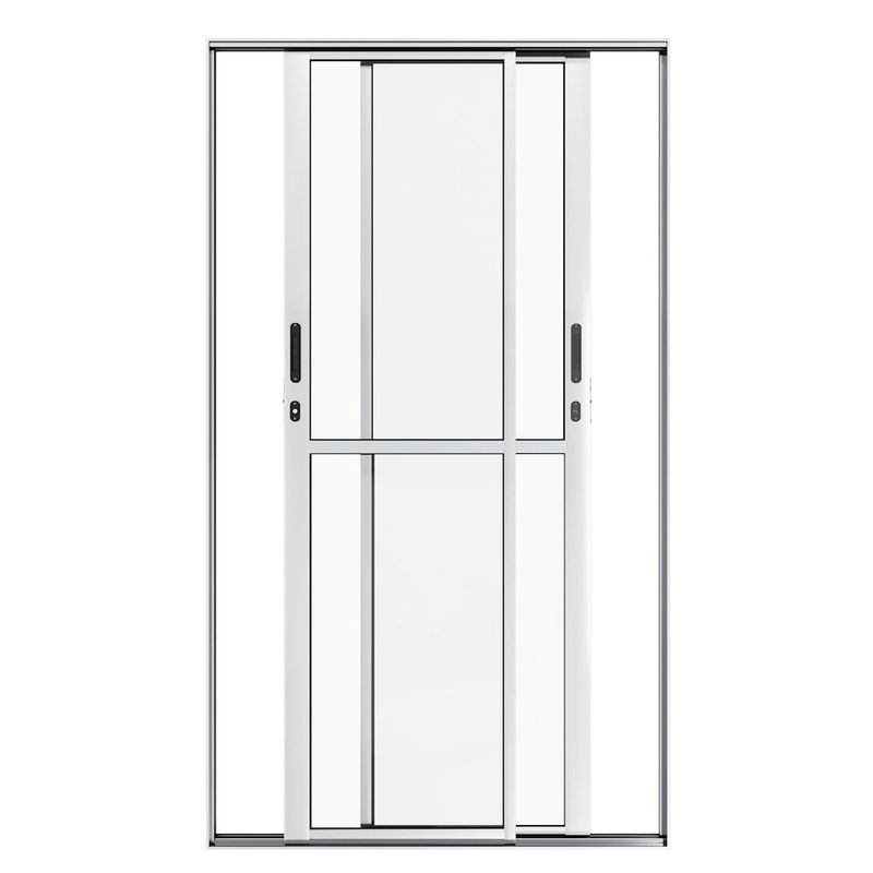 Porta-de-Correr-2-Folhas-Vidro-Liso-Aluminio-Brilhante-210x150cm