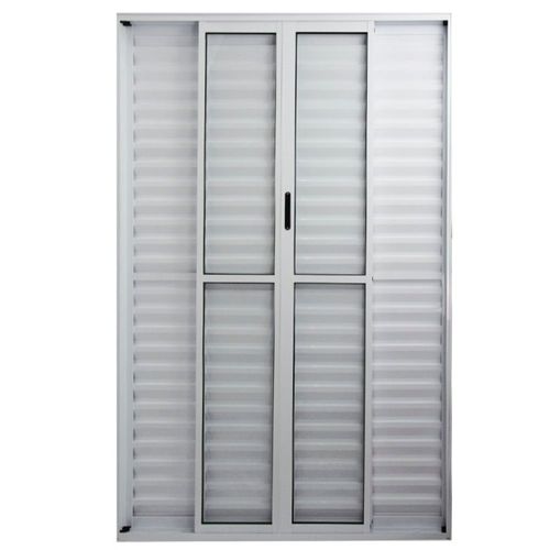 Porta Balcão Veneziana 6 Folhas Vidro Liso Alumínio Branco 210x150cm