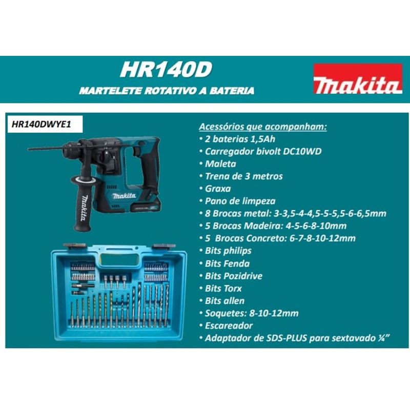 Martelete-Perfurador-Rompedor-SDS-Plus-12V-19KG-C-Aces-HR140DWYE1-CXT