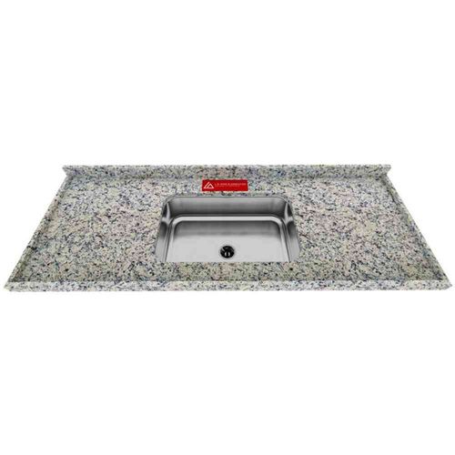 Pia para Cozinha Granito 150x56cm Bege Arabesco com Cuba Central 11cm