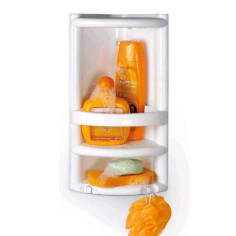 Cantoneira-para-Banheiro-Plastica-com-Porta-Shampoo-Branca-22cm