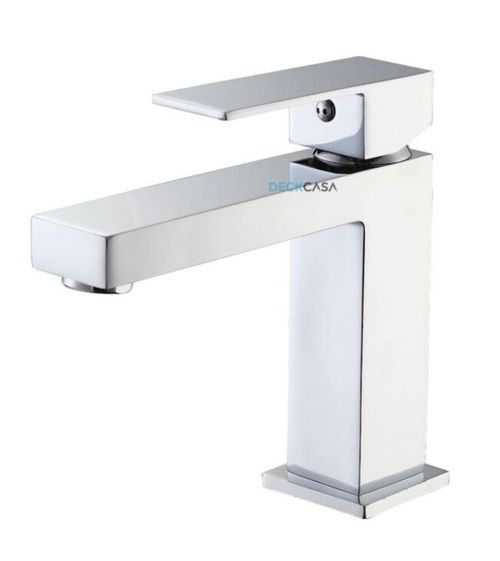 Monocomando para Banheiro Mesa Bica Alta Cromado Luxo Quadrado 16cm