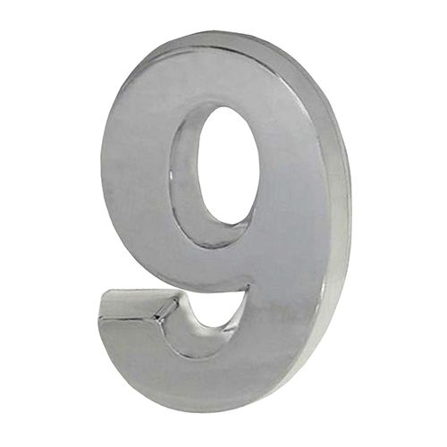 Número 9 Plástico Abs Cinza Cromado 14,8cm