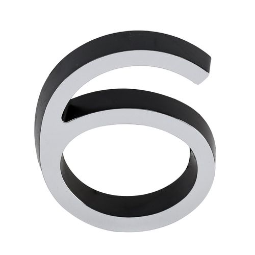 Número 6 Plástico Preto Cromado 8cm