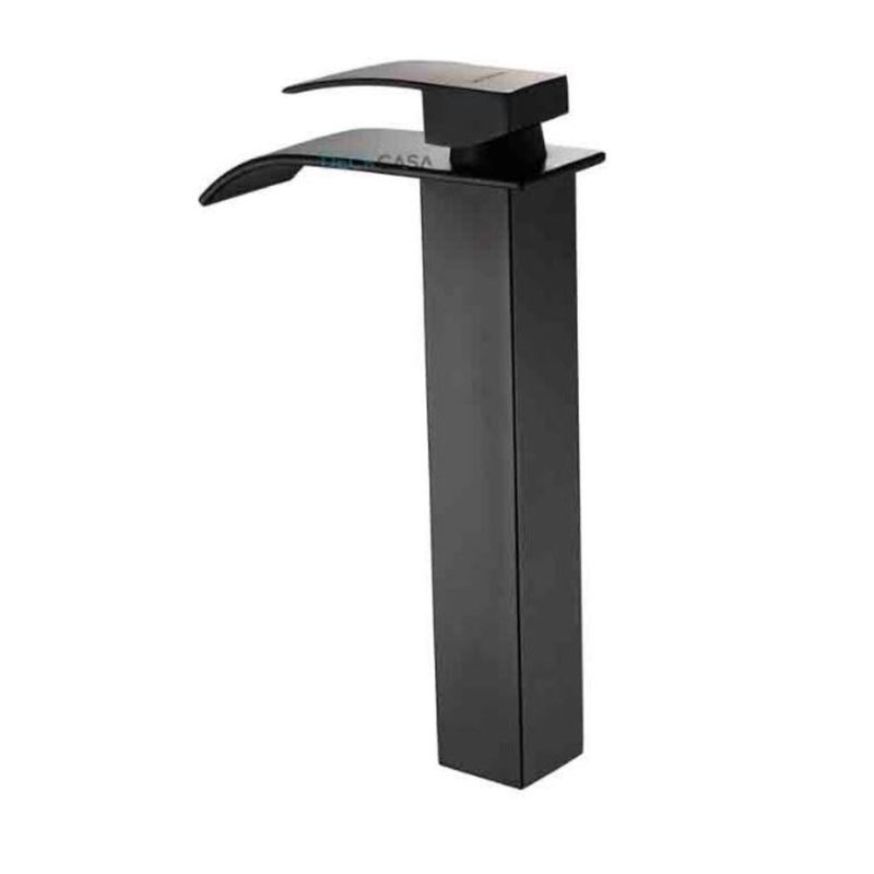 Monocomando-para-Banheiro-Mesa-Bica-Alta-Preto-Cascata-Luxo-30cm