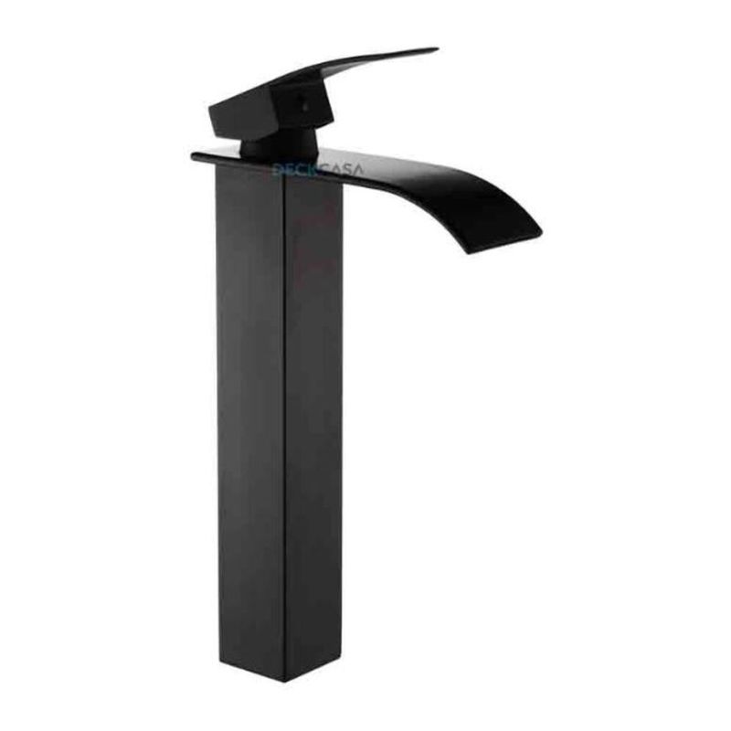 Monocomando-para-Banheiro-Mesa-Bica-Alta-Preto-Cascata-Luxo-30cm