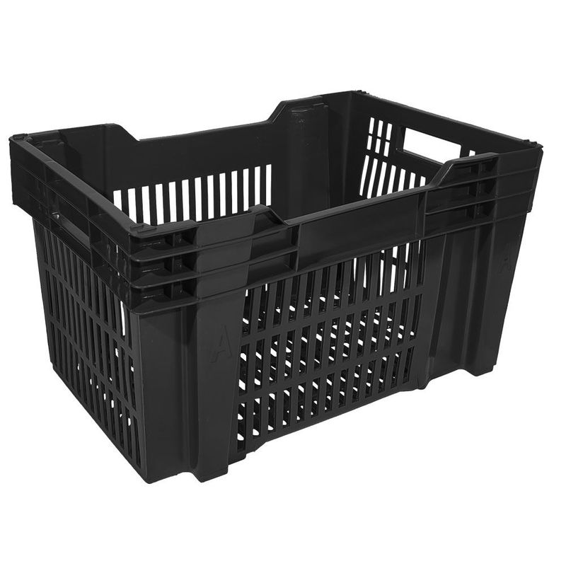 Caixa-Plastica-Vazada-Empilhavel-e-Encaixavel-505L-ate-30KG-Preto