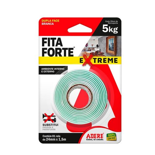Fita Dupla Face Espuma Extreme Branco 24mmx1,5m Adere