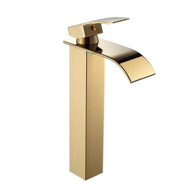 Monocomando-para-Banheiro-Mesa-Bica-Alta-Dourado-Cascata-Luxo
