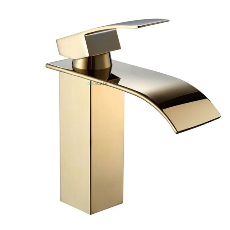 Monocomando-para-Banheiro-Mesa-Bica-Baixa-Dourado-Cascata-Luxo
