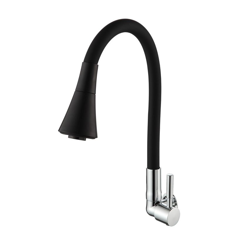 Torneira-para-Cozinha-Parede-1-4V-Bica-Alta-Preto-Conic-Flexivel