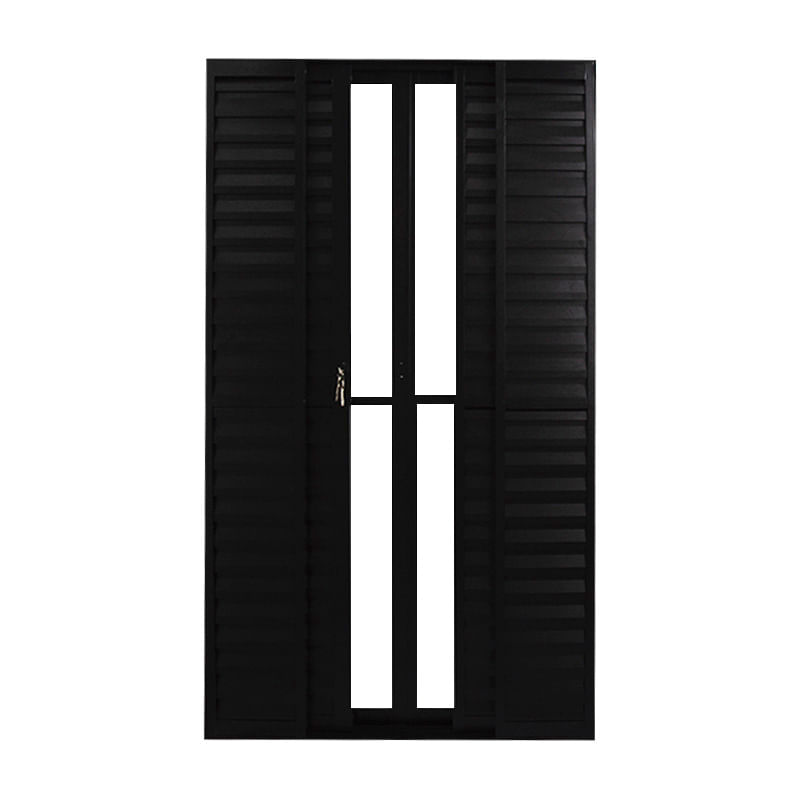 Porta-Balcao-Veneziana-6-Folhas-Vidro-Liso-Aluminio-Preto-210x150cm