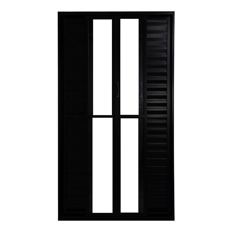 Porta-Balcao-Veneziana-6-Folhas-Vidro-Liso-Aluminio-Preto-210x150cm