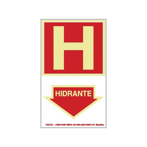 Placa Hidrante 20x30cm em PVC Fotoluminescente