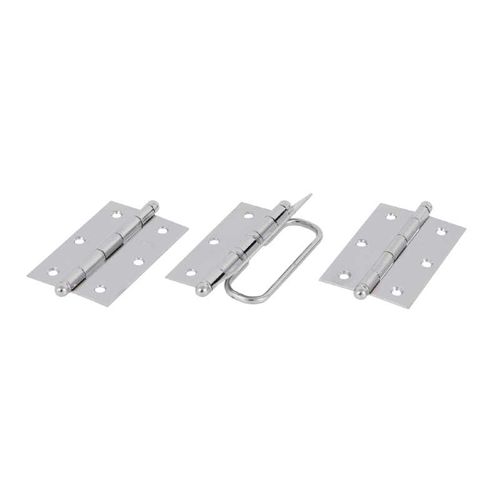 Dobradiça Porta Camarão 3.1/2"X2.5/16" até 21Kg Aço Cromado 03 Peças