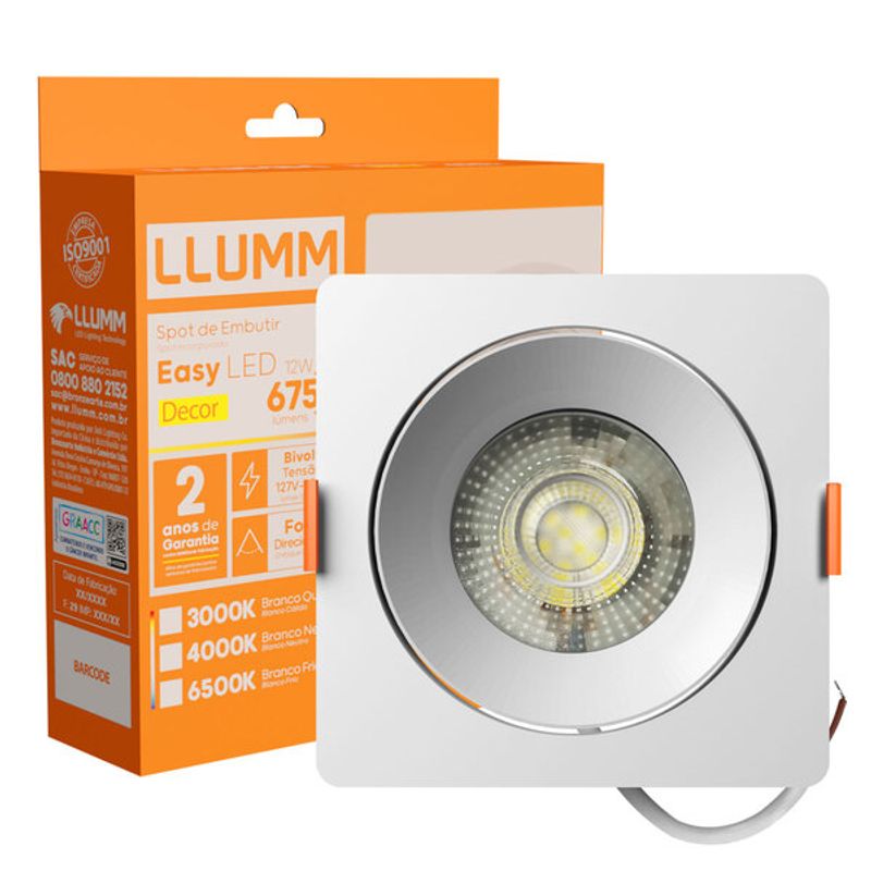 Spot-Led-Easy-Decor-Embutir-Quadrado-Branco-12W-960-Lumens-Luz-Amarela