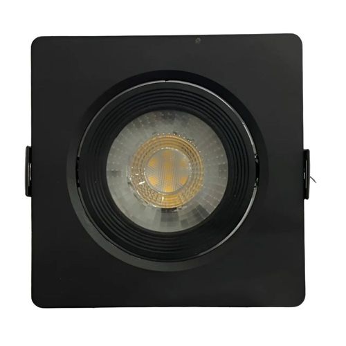 Spot de Led de Embutir Quadrado Preto 5W 400 Lúmens Luz Amarela