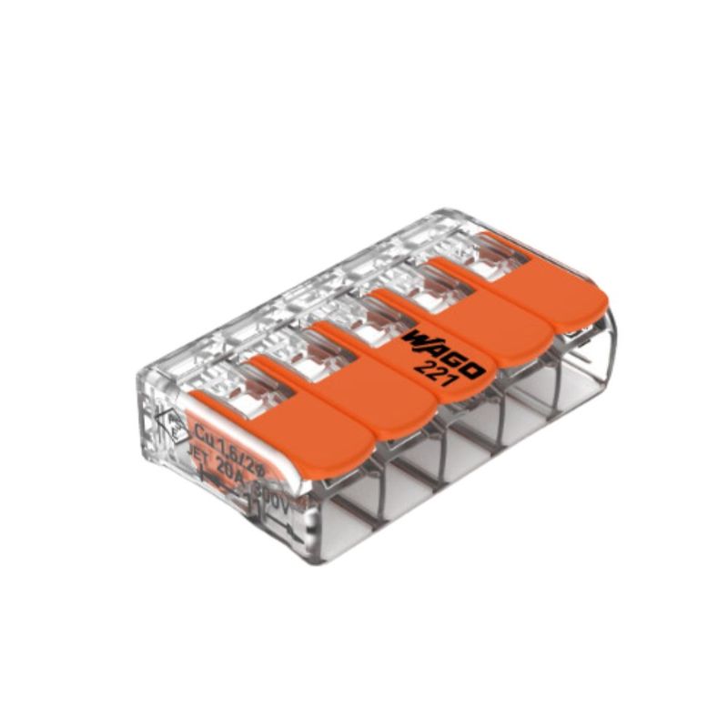 Conector-Emenda-5-Polos-ate-4mm²-32A-IP20-Wago-Caixa-com-25-Pecas