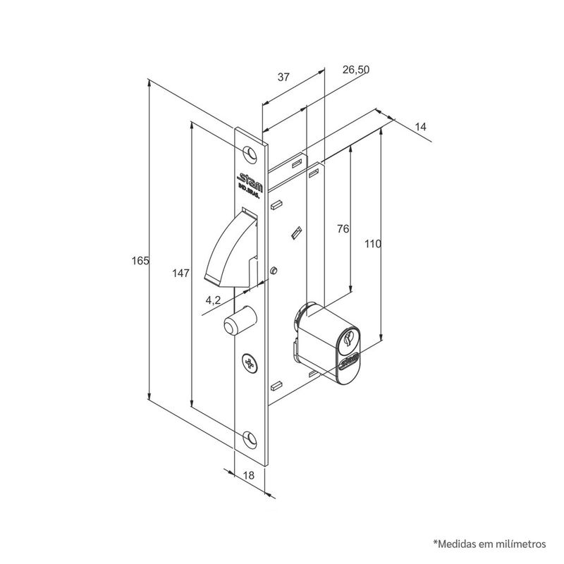 Fechadura-Externa-Bico-de-Papagaio-Porta-de-Correr-950-265MM-Branco