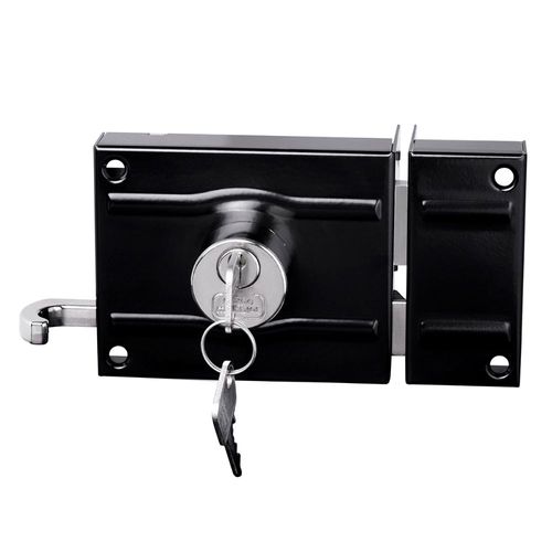 Fechadura de Sobrepor para Portão 100MM Chave Simples Preto