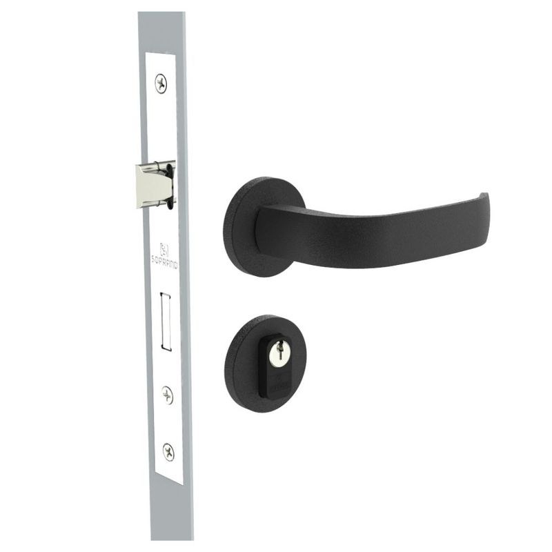 Fechadura-Externa-Roseta-Redonda-40MM-Icaro-Reta-Preto-Fosco