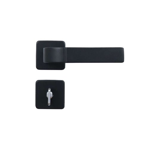 Fechadura Banheiro Roseta Quadrada Módena 40mm Preto Fosco