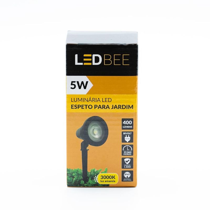 Espeto-para-Jardim-Polipropileno-Preto-LED-5W-400-Lumens-Luz-Amarela