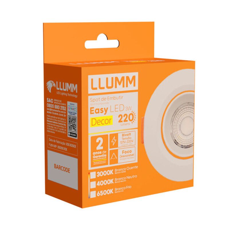 Spot-Led-Easy-Decor-Embutir-Redondo-Branco-3W-270-Lumens-Luz-Neutra