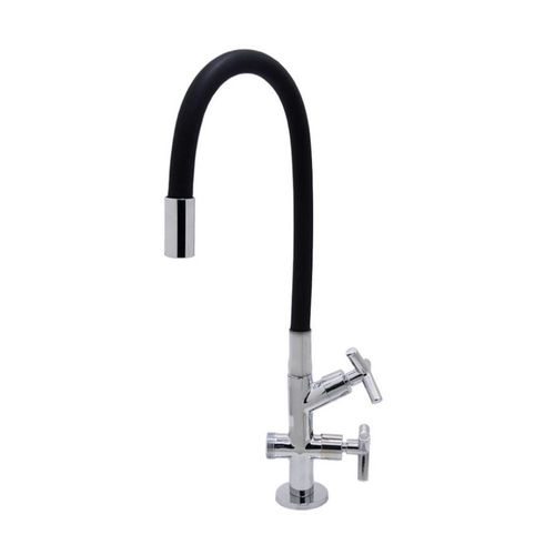 Torneira para Tanque/Jardim Mesa Longa Flexível C53 Preto