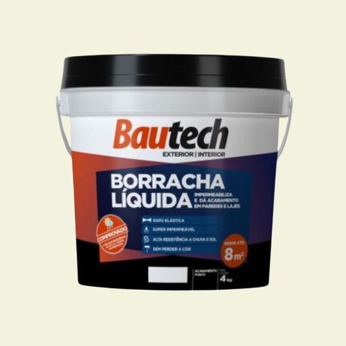 Tinta Acrílica Impermeabilizante Borracha Líquida Branco 4Kg Bautech