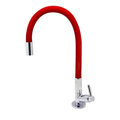 Torneira para Cozinha Mesa 1/4V Bica Média Vermelho Color 1169 C29
