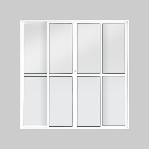 Porta Balcão 4 Folhas Vidro Liso Alumínio Branco 210x200cm