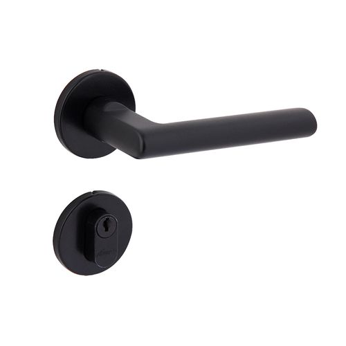 Fechadura Externa Roseta Redonda Reta 55mm Preto