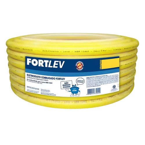 Eletroduto Corrugado 1/2" 20mm Amarelo Fortlev 25 Metros