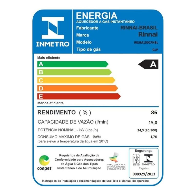 Aquecedor-de-Agua-a-Gas-GLP-15L-M150-CFH-Mecanico-Pilha-Branco-Rinnai