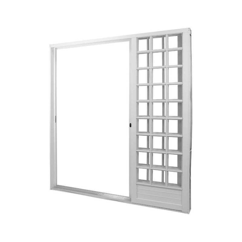 Porta-de-Correr-3-Folhas-Vidro-Liso-Aco-Branco-Direito-215x160cm