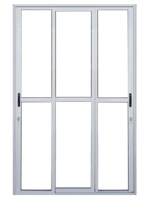 Porta Correr 3 Folhas com Fechadura Alumínio Branco Premium  210x150cm